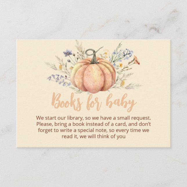 Little Pumpkin wildflower Baby Shower | Fall theme Enclosure Card (Front)