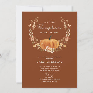 Little Pumpkin Wildflower Terracotta Baby Shower Invitation