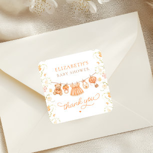 Little Pumpkin Wildflowers Baby Shower Stickers