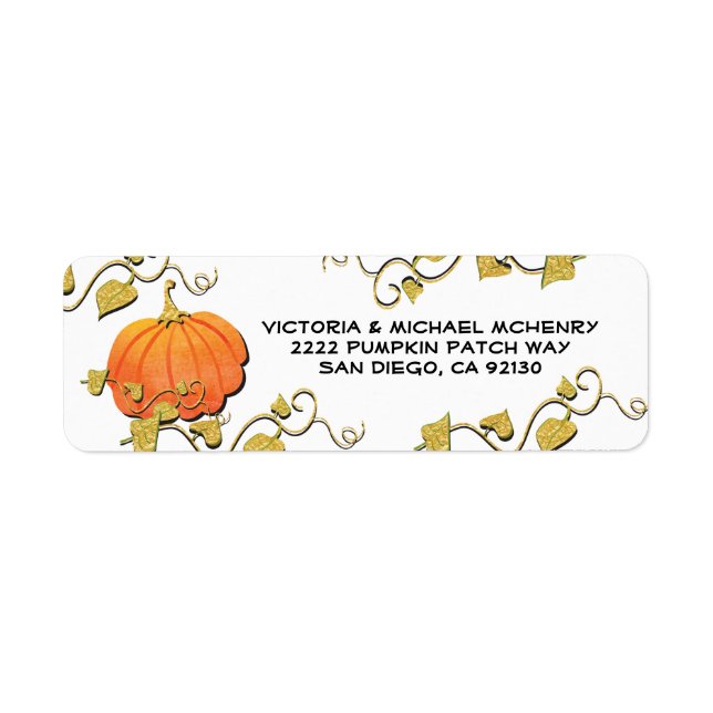 Little Pumpkin with gold vines Address Label (Front)