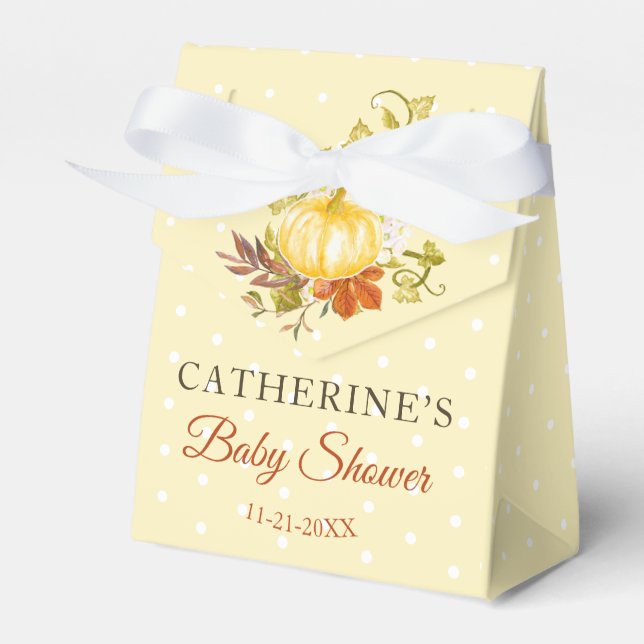 Little Pumpkin Yellow Rustic Country Baby Shower Favor Box (Front Side)