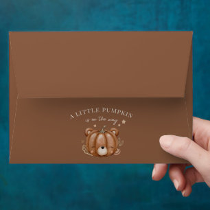Little Pumpking Bear Baby Shower Neutral Brown Envelope