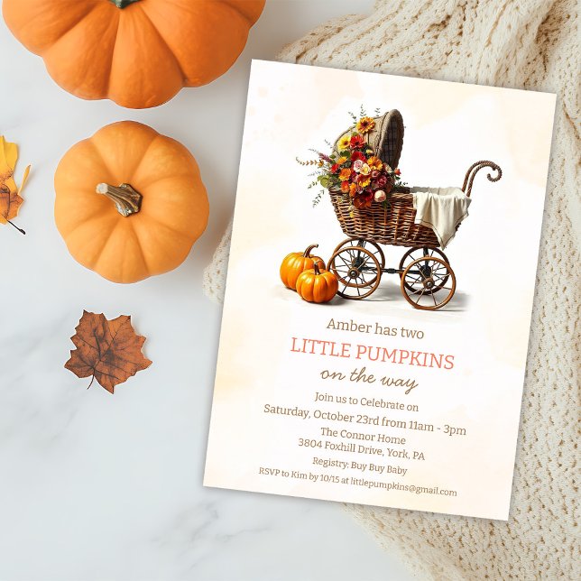 Little Pumpkins Baby Carriage Baby Shower  Invitation (Creator Uploaded)