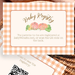 Little Pumpkins Orange Gingham Baby Registry Enclosure Card