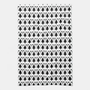 Little punk white skulls on black kitchen towel