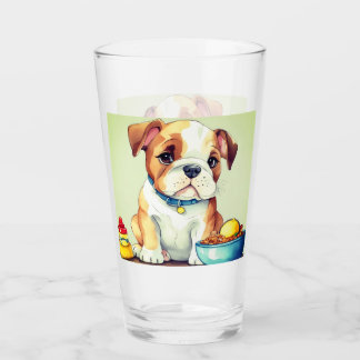 Little pup Bulldog wants to play Glass