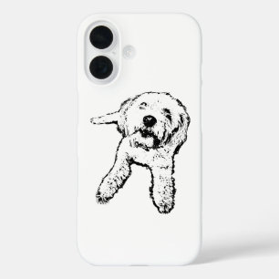 Little Pup Laying Dog Black & White Phone Case