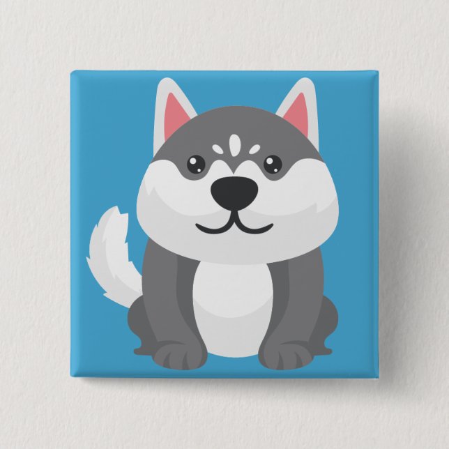 Little Pupppy 2 Inch Square Button (Front)
