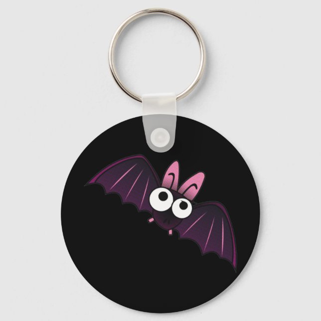 LITTLE PURPLE & PINK BIG-EYED BAT KEYCHAIN (Front)
