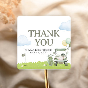 Little Putter Golf Baby Shower Square Sticker