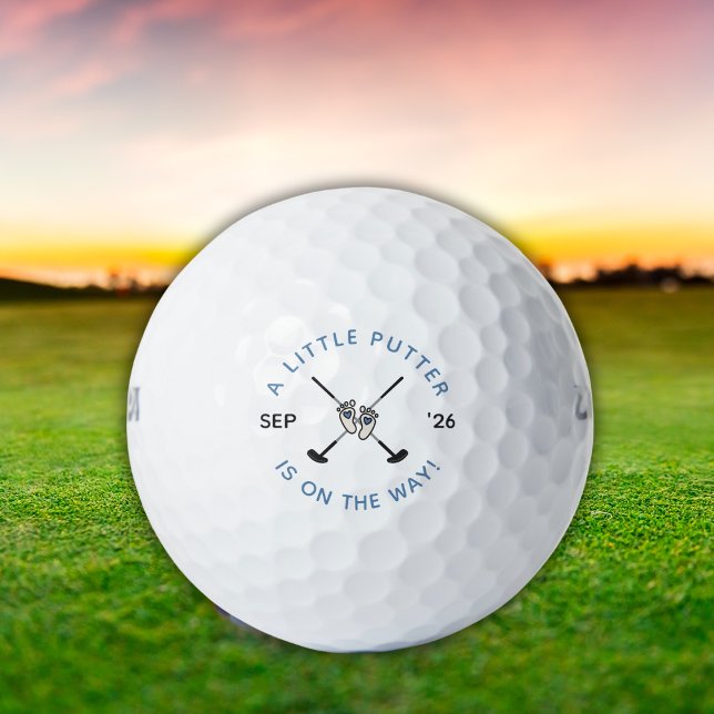 Little Putter Golf Gender Pregnancy Reveal Blue Balls (Fun keepsake for golfer dads and grandparents, ideal for baby announcements, reveals, and gifting.)