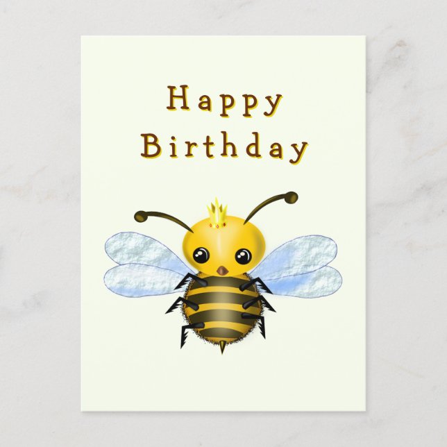 Little Queen Bee Birthday Card (Front)