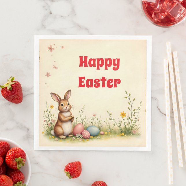 Little Rabbit Easter Vintage Popular Collection Napkin (Insitu)