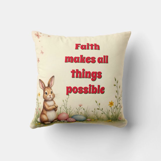 Little Rabbit Easter Vintage Popular Collection Throw Pillow (Back)