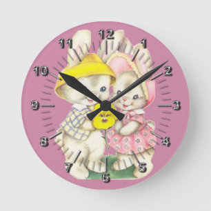 Little rabbits round clock