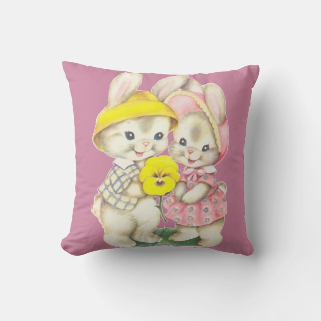 Little rabbits throw pillow (Front)