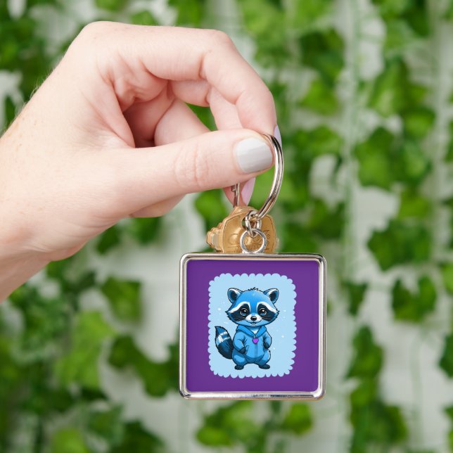 Little Raccoon In Blue Keychain (Hand)