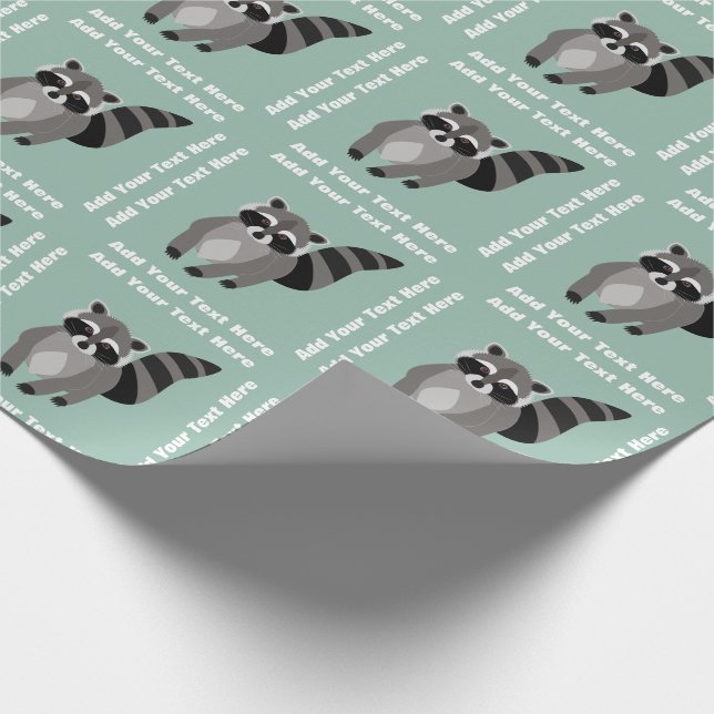 Little Raccoon Rascal Personalized Custom Colour Wrapping Paper (Corner)