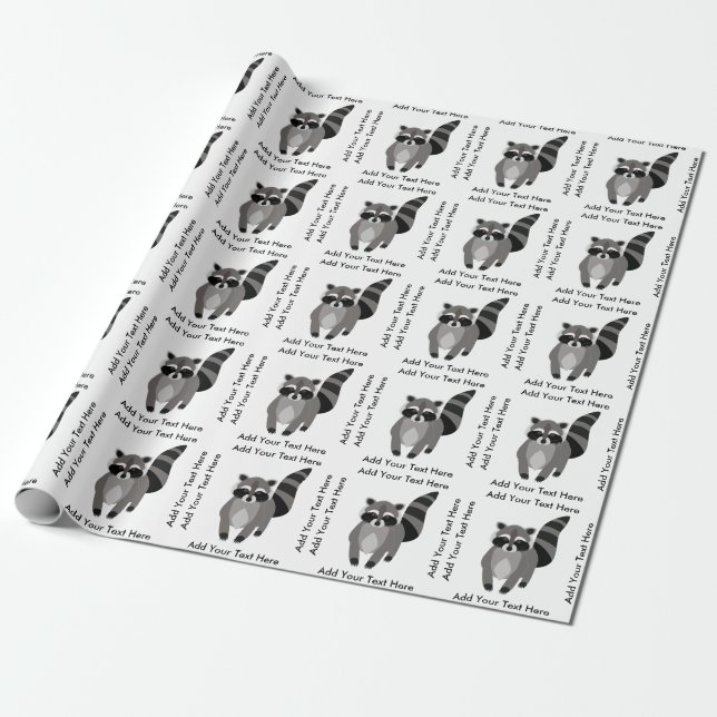 Little Raccoon Rascal Personalized Wrapping Paper (Unrolled)