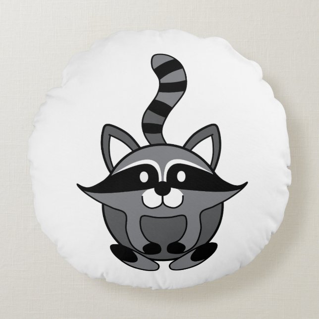 Little Raccoon Round Pillow (Front)