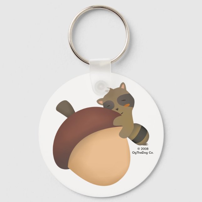 Little Racoon White Classic Keychain (Front)
