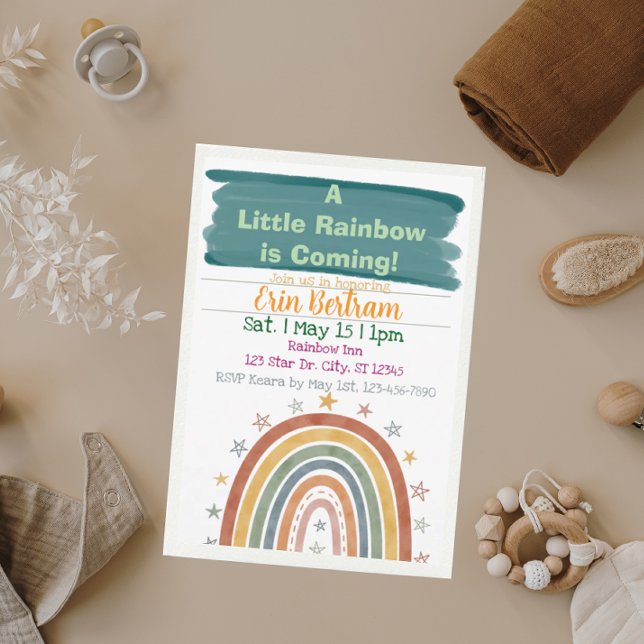 Little Rainbow Coming, Boho Baby Shower  Invitation (Creator Uploaded)