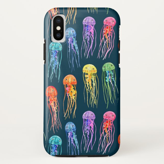 Little Rainbow Jellyfish on Dark Case-Mate iPhone Case (Back)