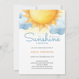 Little Ray of Sunshine Baby Boy Shower Invitation