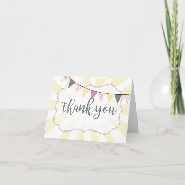 Little Ray of Sunshine Baby Girl Carte de remercie (Devant)