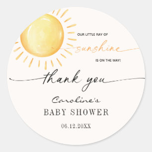 Little Ray Of Sunshine Baby Shower Classic Round S Sticker
