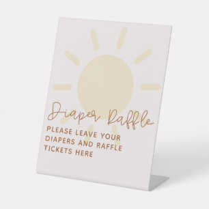 Little Ray of Sunshine Baby Shower Diaper Raffle Pedestal Sign