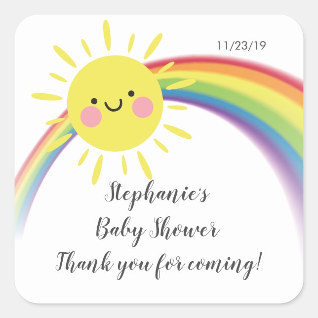 Little Ray of Sunshine Baby Shower Favour Sticker (Front)