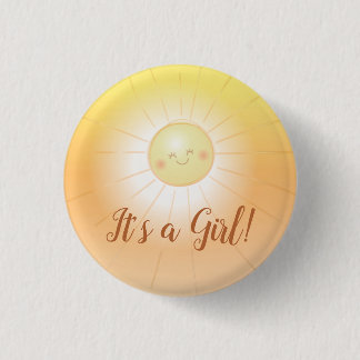 Little Ray of Sunshine Baby Shower It's a Girl 1 Inch Round Button