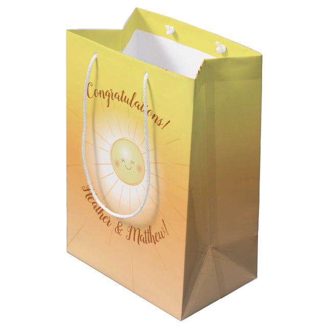 Little Ray of Sunshine Baby Shower Medium Gift Bag (Back Angled)
