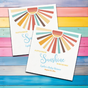 Little Ray Of Sunshine Blue Baby Shower Napkin