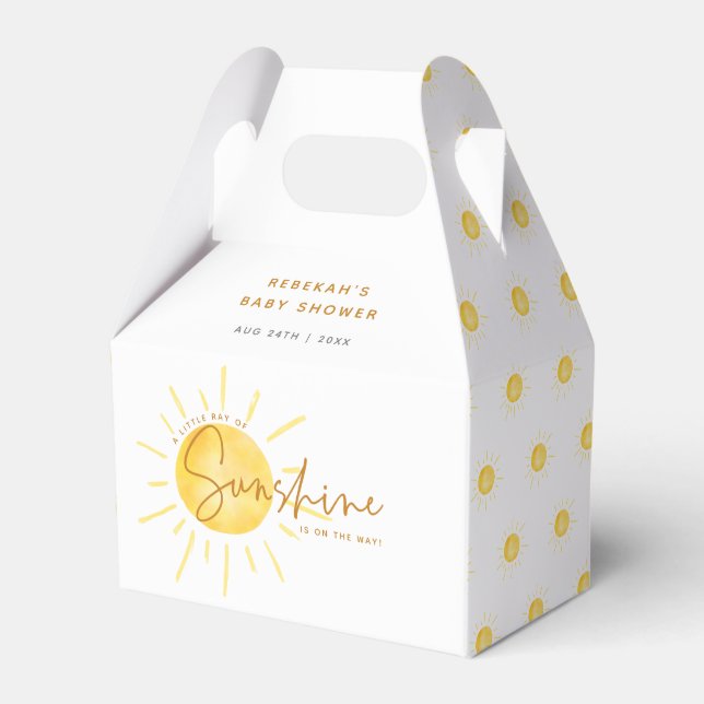 Little Ray of Sunshine Boho Baby Shower Favor Box (Front Side)