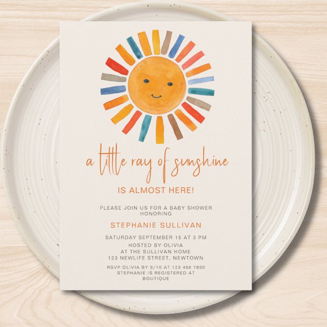 Little Ray of Sunshine Boho Baby Shower  Invitation (Creator Uploaded)