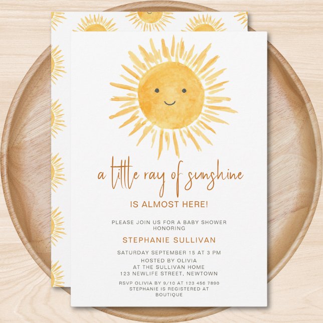 Little Ray of Sunshine Boho Baby Shower Invitation (Creator Uploaded)