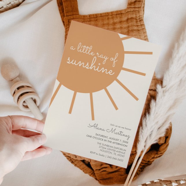 Little Ray of Sunshine Boho Baby Shower Invitation (Creator Uploaded)