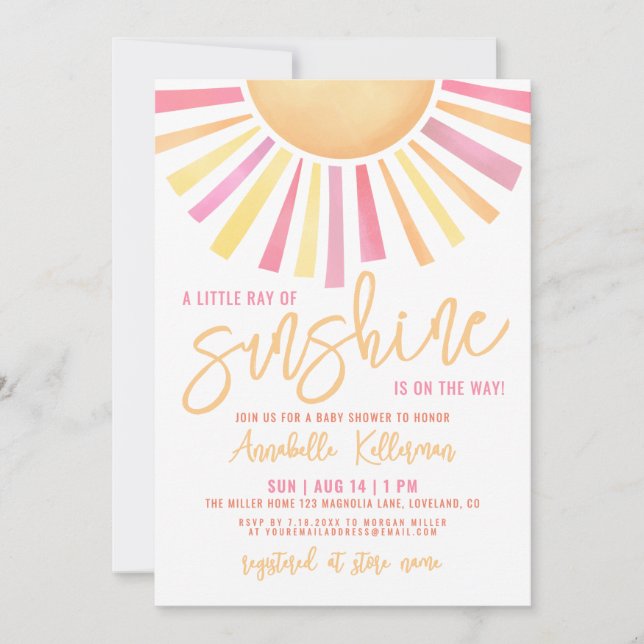 Little Ray Of Sunshine Boho Baby Shower Invitation (Front)