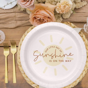 Little Ray of Sunshine Boho Baby Shower Paper Plat Plate