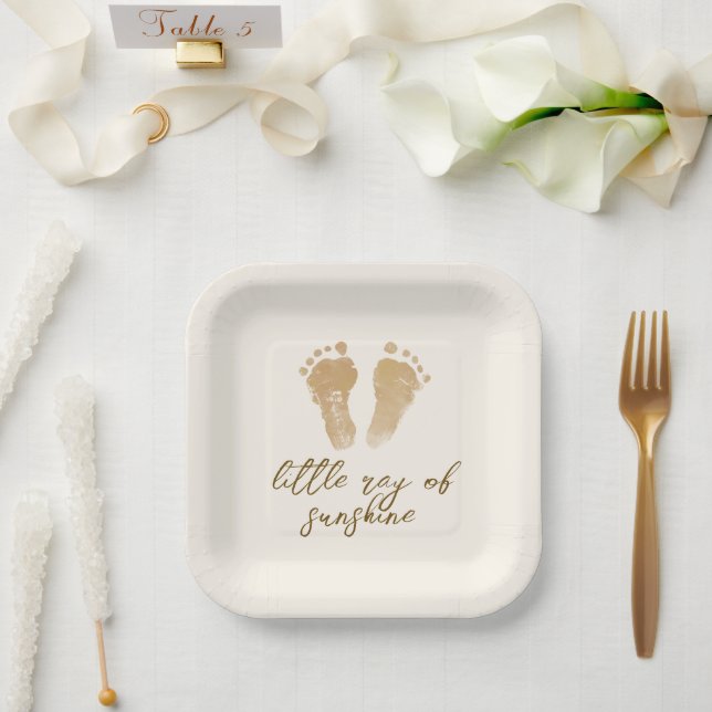 Little Ray of Sunshine Boho Baby Shower  Paper Plate (Wedding)