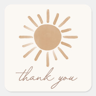 Little Ray of Sunshine Boho Baby Shower Square Sticker