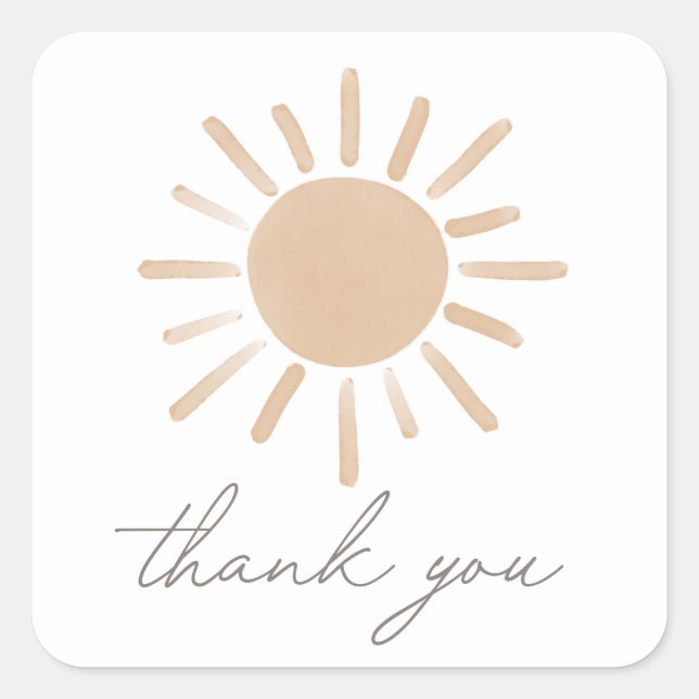 Little Ray of Sunshine Boho Girl Baby Shower Square Sticker (Front)