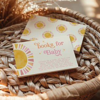 Little Ray of Sunshine Boho Retro Books for Baby Enclosure Card