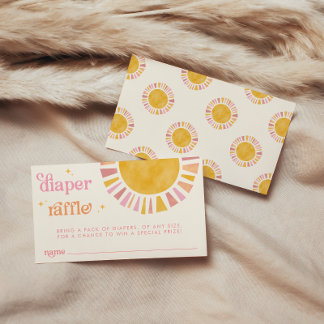 Little Ray of Sunshine Boho Retro Diaper Raffle Enclosure Card