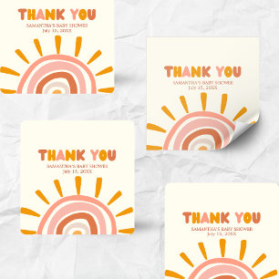 Little Ray of Sunshine Boho Sun Baby Shower Square Sticker