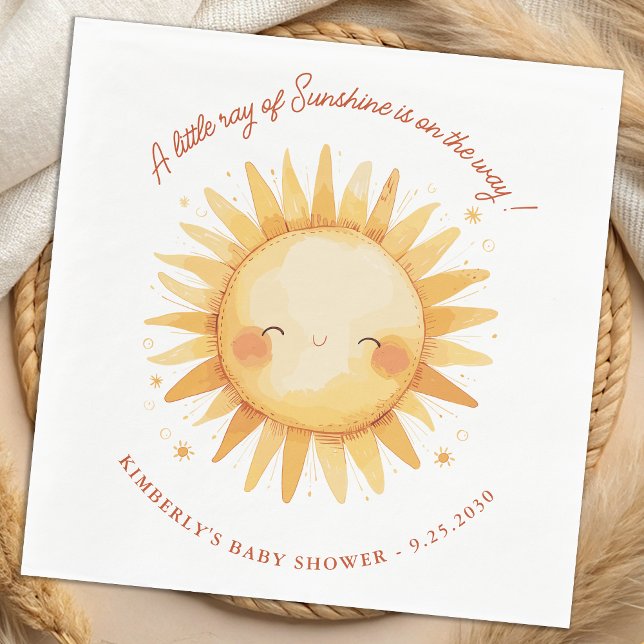 Little Ray of Sunshine Boho Sun Cute Baby Shower Napkin (Creator Uploaded)