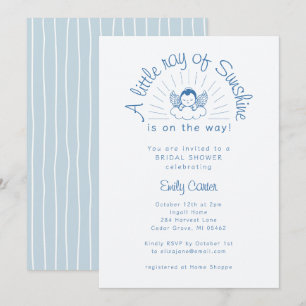 Little Ray of Sunshine Boy Blue Baby Shower Invitation