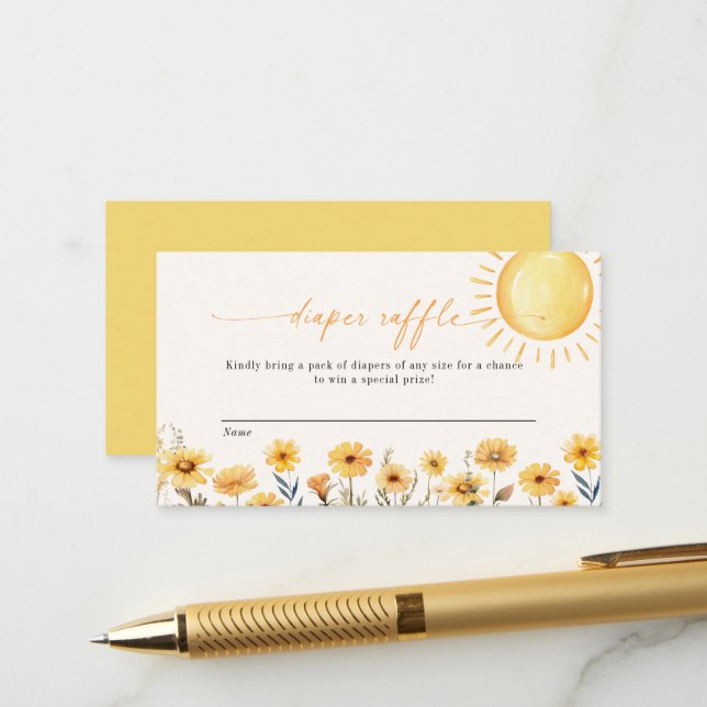 Little Ray Of Sunshine Diaper Raffle Card (Front/Back In Situ)